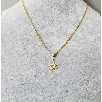 Collier COURT pendentif SOLEIL  acier inoxydable OR