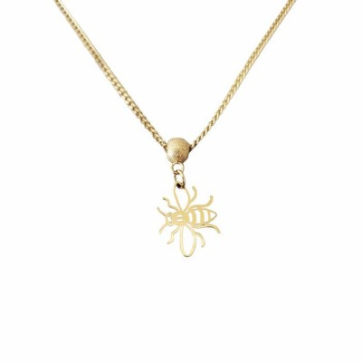 Collier pendentif ABEILLE acier inoxydable OR