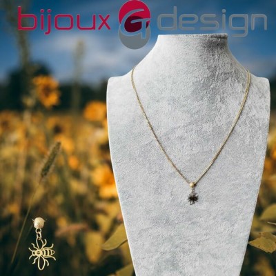 Collier pendentif ABEILLE acier inoxydable OR