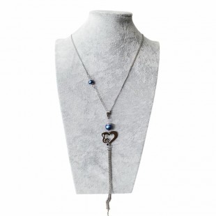 Collier CLE DE SOL et perle Swarovski BLEU