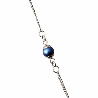 Collier CLE DE SOL et perle Swarovski BLEU