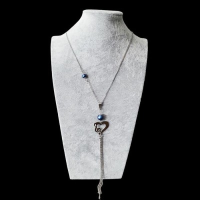 Collier CLE DE SOL et perle Swarovski BLEU