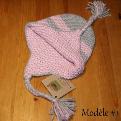 Tuque à oreilles double et réversible pour enfant
