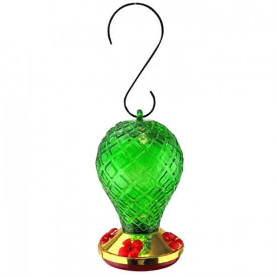 Hmngbrd Feeder Patterned Glass Green 