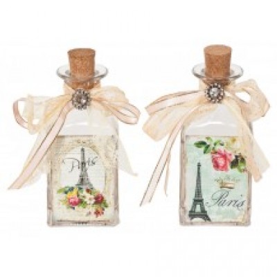 bouteille de verre avec femme victorianne/ 2 asst...