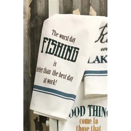 Linge à Vaiselle 19.5X27.5" THE WORST DAY FISHING 