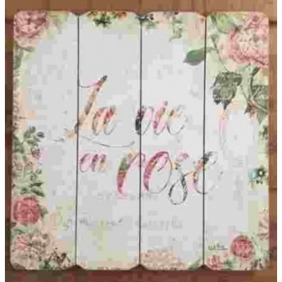 Art mural/ Plaque de Bois/ La Vie En Rose...