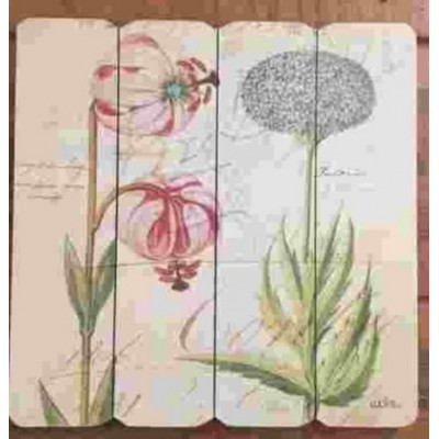 Art mural/ Plaque de Bois/Floral vintage l...