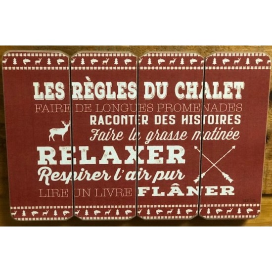 Art mural/ Plaque de Bois Les Règles du chalet /...