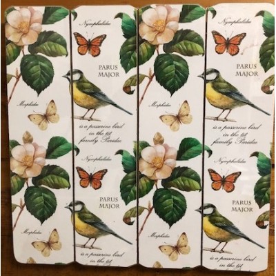 Art mural/ Plaque de Bois/ Oiseaux et fleurs...