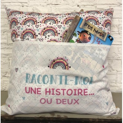  Coussin De lecture Avec Pochette Pour Livres Et Poignée/ Histoire Arc-En-ciel
