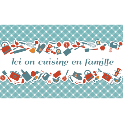  Tablier Ici On Cuisine En Famille avec pochette avant 10" x 6"