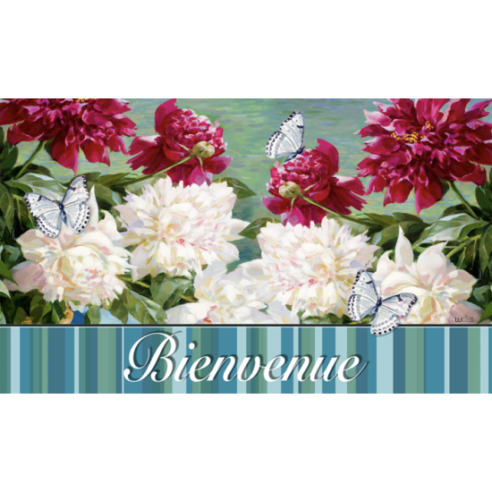 Tapis intérieur extérieur /Bienvenue Pivoine 
