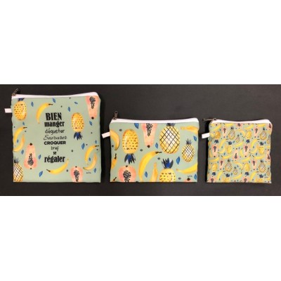 Sac Réutilisable Pour Collation Les Fruits S/3 Sac Réutilisable Pour Collation Les Fruits S/3