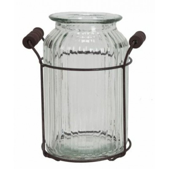 6X4.75X7.5"H GLASS JAR W/WIRE HOLDER 