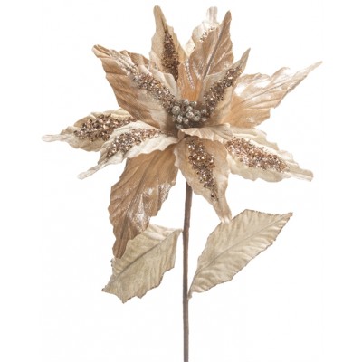 Poinsettia en velour couleurs champagne or avec...