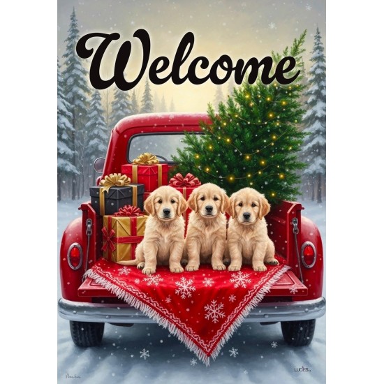 Welcome christmas puppy. Welcome christmas puppy.