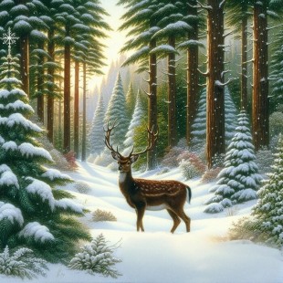  Coussin Chevreuil dans la neige