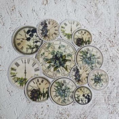 23c39-Découpes horloges avec fleurs vintage