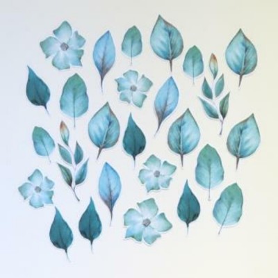 34JU24D- Découpes feuillages et fleurs Turquoise