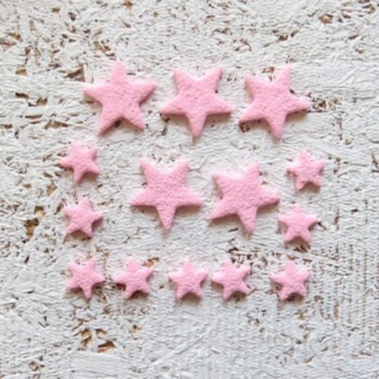 8AO25Fimo- Étoiles rose pâle (texture sable)