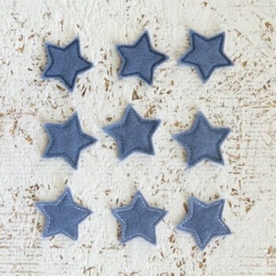 20AO25Br- Étoile brodée- gris-bleu