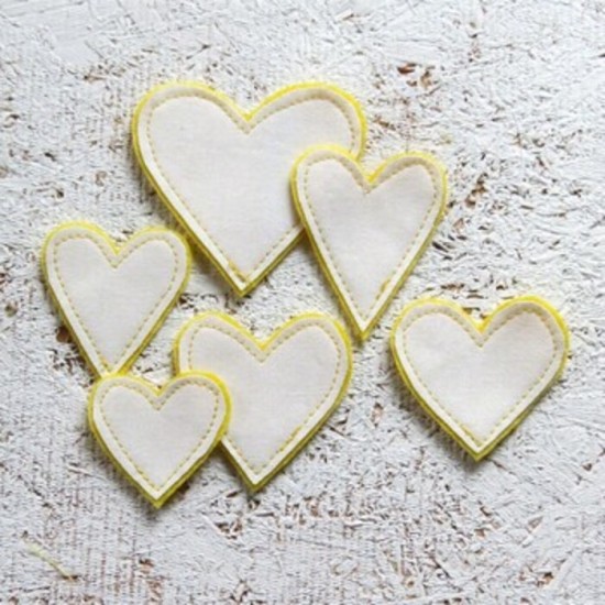 3NOV25T- Coeur blanc sur jaune