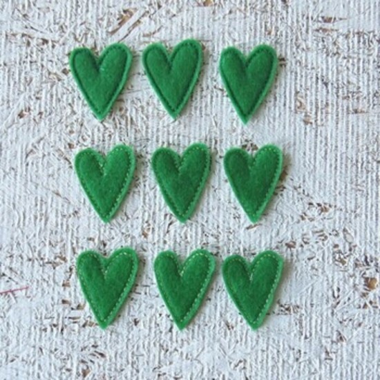 19MA26B- Coeurs brodés #2 -Vert/ vert