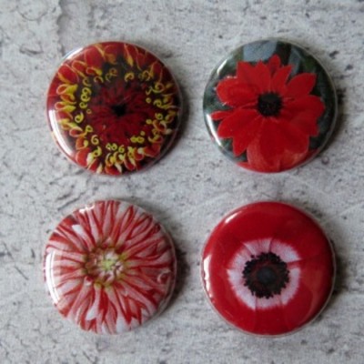 Badge texture-fleurs rouges