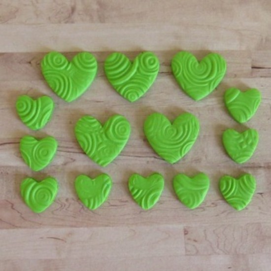 fimo coeurs vert-lime