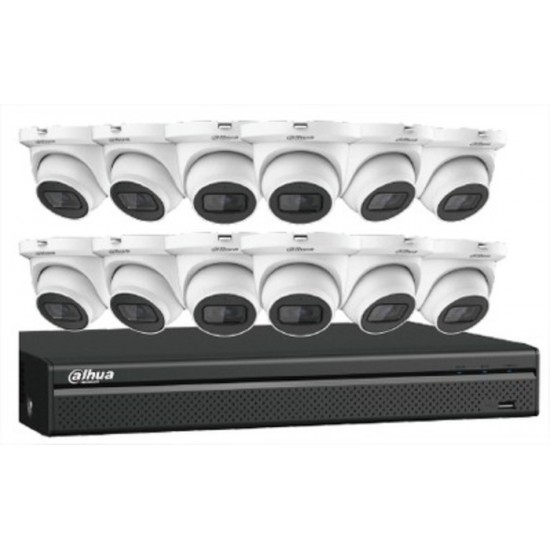 Dahua N564E124S (1) NVR 4K à 16 canaux PoE, (12) caméra IP 4MP avec Micro intégré, Fente CarteSD, disque dur 4 TB