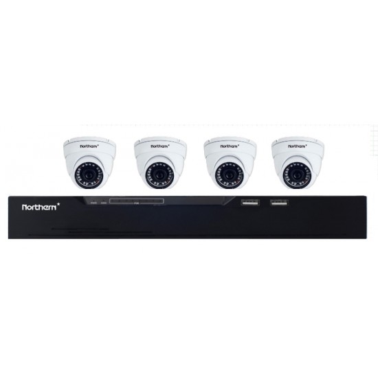 Ensemble IP Northern / 4 canaux PoE / 4 caméras 4MP / HDD 2 TB