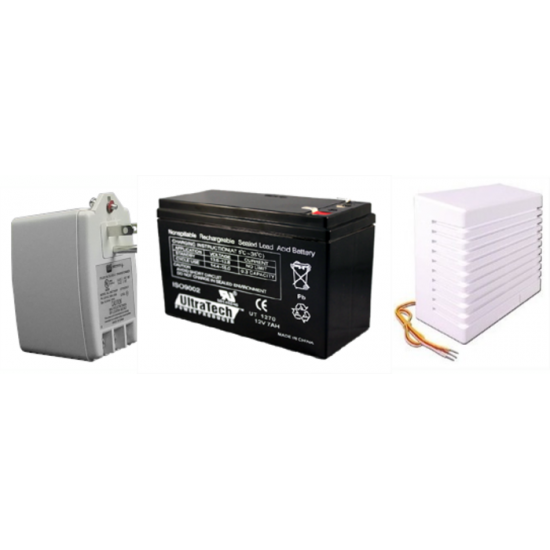 Alimentation système de sécurité Transfo 16Vac + Pile 12V 7Ah + Sirène intérieur 15W