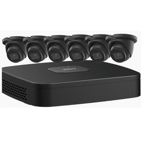 Dahua NB484E62B Comprend: (1) NVR 4K (8MP) à 8 canaux, (6) caméras 4MP, micro intégré, fente MicroSD et HDD 2 TB / Garantie 5 ans