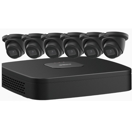 Dahua NB484E62B Comprend: (1) NVR 4K (8MP) à 8 canaux, (6) caméras 4MP, micro intégré, fente MicroSD et HDD 2 TB / Garantie 5 ans