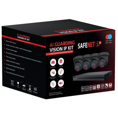 Ensemble 4 caméras IP 6MP Noir / Enregistreur NVR...
