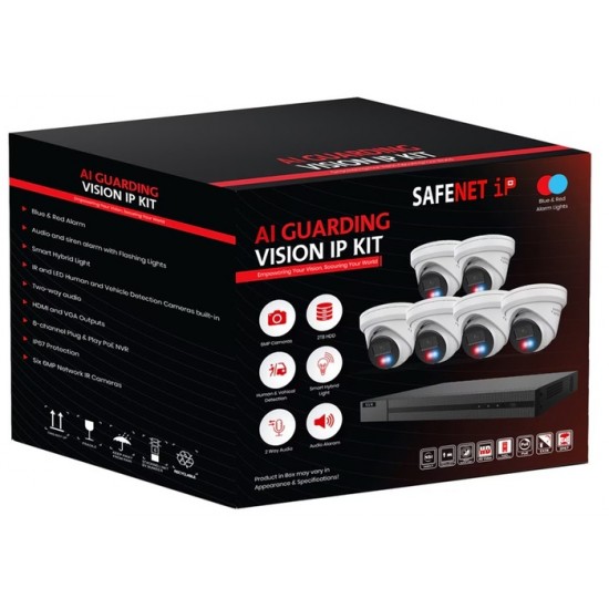 SF-8CH-KIT / Ensemble 6 caméras IP 6MP Blanc / Enregistreur NVR 8 canaux PoE / HDD 2TB Préinstallé