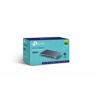 TP-Link TL-SG108 Switch De Bureau Gigabit, à Boîtier en Acier, avec 8 Ports 10/100/1000Mbps, IEEE 802.1P QoS