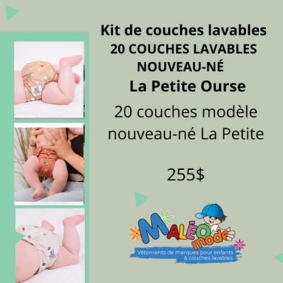 Kit de départ nouveau-né 20 couches lavables La...