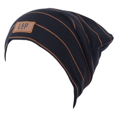 Tuque en coton noire rayée  caramel L&P Apparel