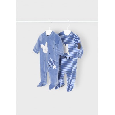 Ensemble 2 pyjamas velours bleu Mayoral