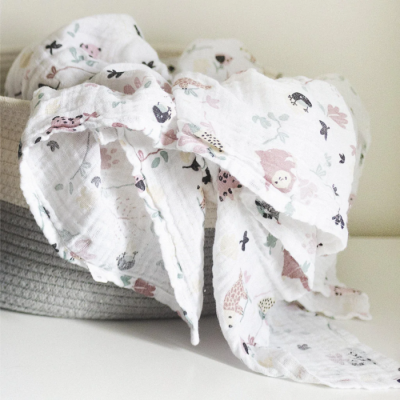 Doudou en mousseline coton Jungle lotus Perlimpinpin