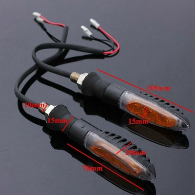 Front And Rear Amber Bendable Motorcycle Turn Signal Indicator Blinker Led Light Set