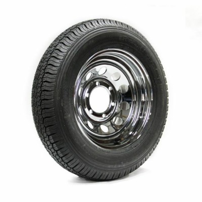 TIRE 225/75D15 8 PLY 2540 LBS AND CHROME RIM 6 HOLES 2540 LBS VAIL SPORT