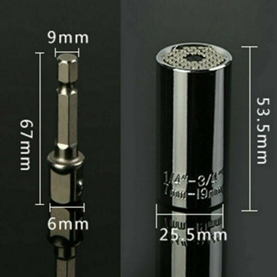 Gator Grip Universal Socket 7-19mm  Wrench Spanners + Power Drill Adapter Tools