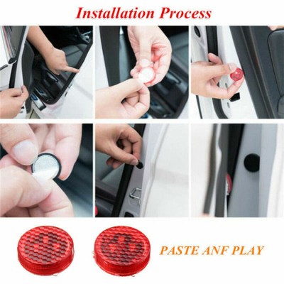 Red Car Wireless Door LED Opened Warning Flash Light Anti-collid Waterproof In Pair