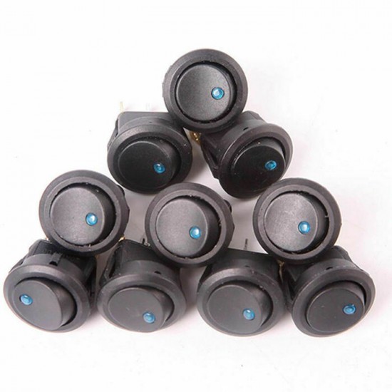 Rocker 12V ON/OFF Switch Car LED Round Blue Light 