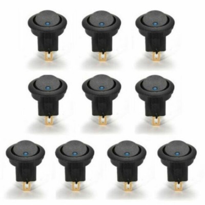 Rocker 12V ON/OFF Switch Car LED Round Blue Light 