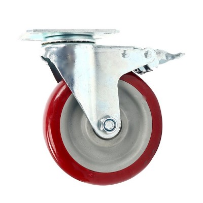 Caster Wheel 5'' Swivel With Brake On Red...
