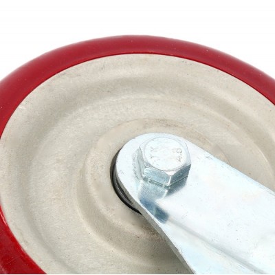 Caster Wheel 5'' Swivel With Brake On Red Polyurethane Wheel 500Lbs